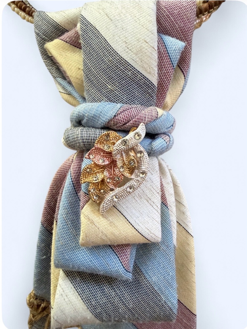 Coastal Chic Upcycled Vintage Necktie Necklace Pastel Colors Festival Vibes - Picture 3 of 5
